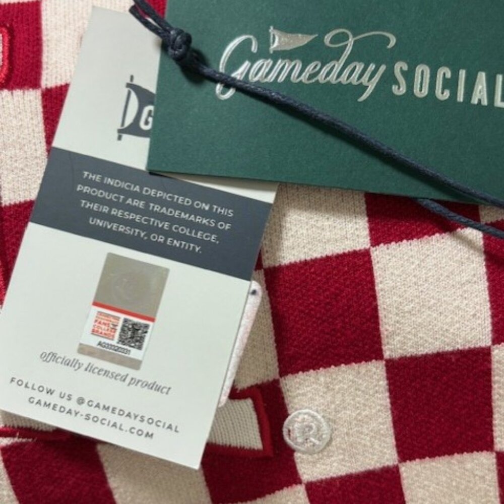 Alabama Crimson Tide Gameday Social Cropped Sweater S Bama Checkerboard Red NWT - Picture 7 of 8